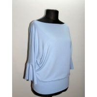 Bluzeczka typu kimono z marszczonym rękawem - błękitna